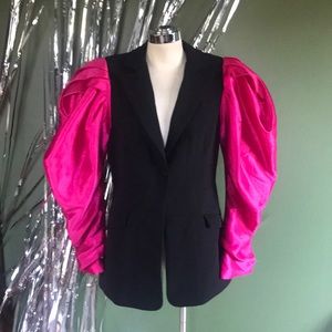 👾 MCQUEEN VIBES Avant-Garde Black & Hot Pink Blazer Jacket Medium 👾